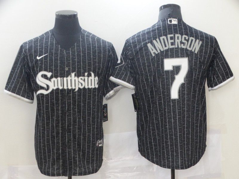 Men Chicago White Sox 7 Anderson Black City Edition Nike Game 2021 MLB Jersey